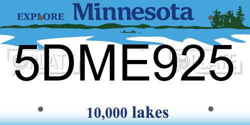 5DME925 Minnesota License Plate