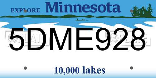 5DME928 Minnesota License Plate