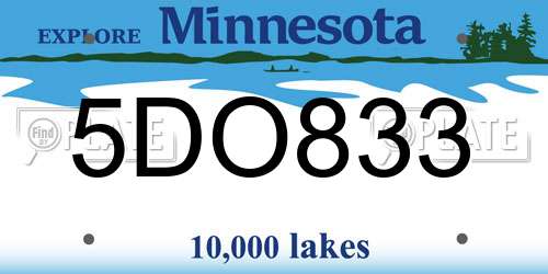 5DO833 Minnesota License Plate