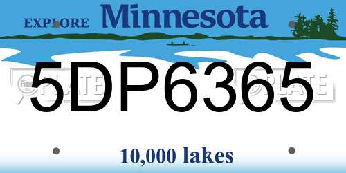 5DP6365 Minnesota License Plate