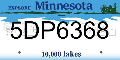 5DP6368 Minnesota License Plate