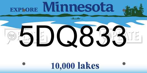 5DQ833 Minnesota License Plate