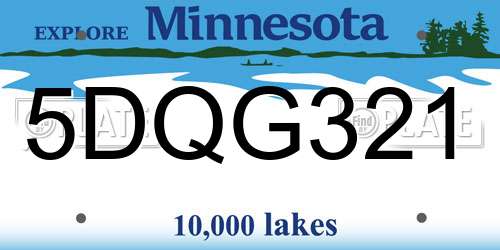 5DQG321 Minnesota License Plate