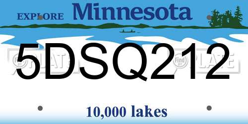 5DSQ212 Minnesota License Plate
