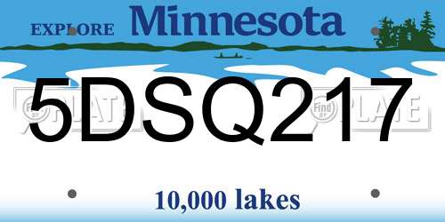 5DSQ217 Minnesota License Plate