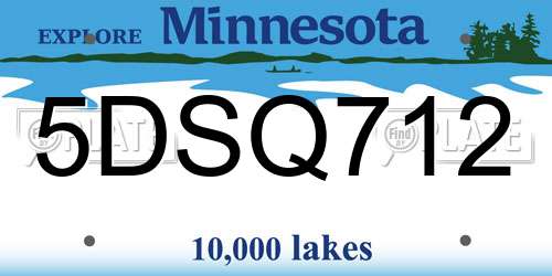 5DSQ712 Minnesota License Plate