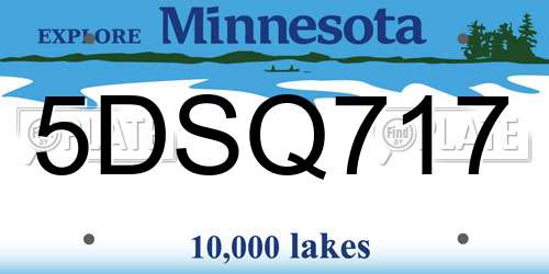 5DSQ717 Minnesota License Plate