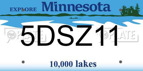 5DSZ11 Minnesota License Plate