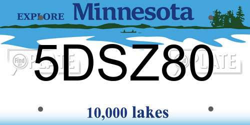 5DSZ80 Minnesota License Plate