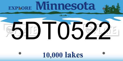 5DT0522 Minnesota License Plate