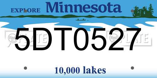 5DT0527 Minnesota License Plate