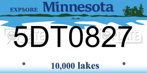 5DT0827 Minnesota License Plate