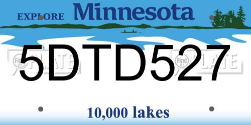 5DTD527 Minnesota License Plate