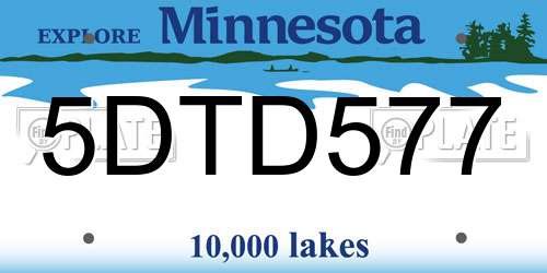 5DTD577 Minnesota License Plate