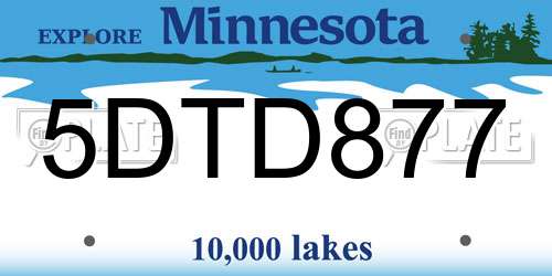 5DTD877 Minnesota License Plate