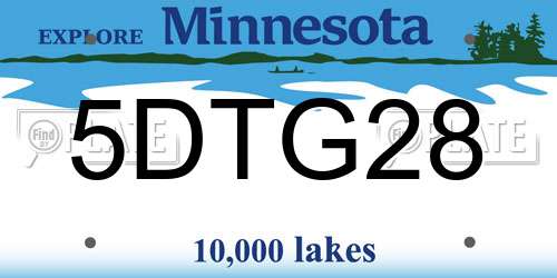 5DTG28 Minnesota License Plate