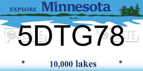 5DTG78 Minnesota License Plate