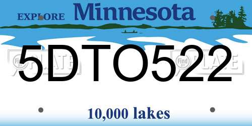 5DTO522 Minnesota License Plate