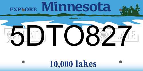 5DTO827 Minnesota License Plate