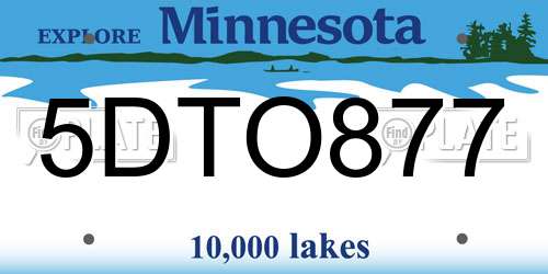 5DTO877 Minnesota License Plate