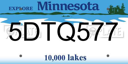 5DTQ577 Minnesota License Plate
