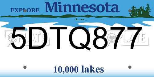 5DTQ877 Minnesota License Plate