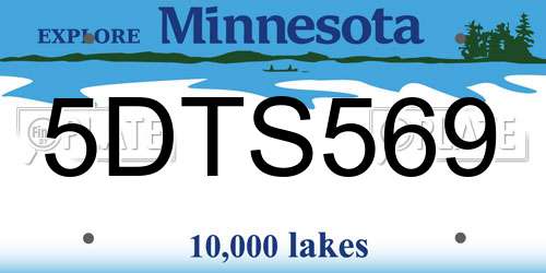 5DTS569 Minnesota License Plate