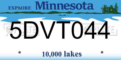 5DVT044 Minnesota License Plate