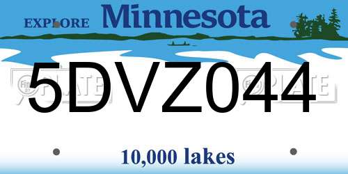 5DVZ044 Minnesota License Plate