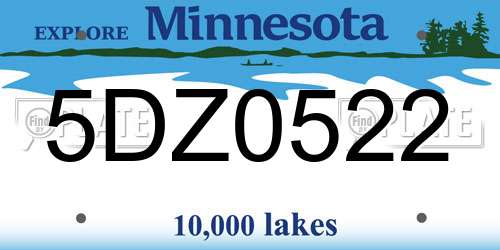 5DZ0522 Minnesota License Plate