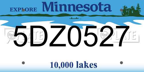 5DZ0527 Minnesota License Plate