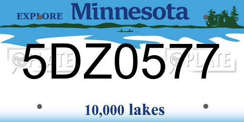 5DZ0577 Minnesota License Plate