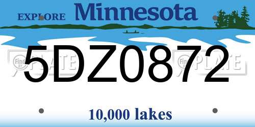 5DZ0872 Minnesota License Plate