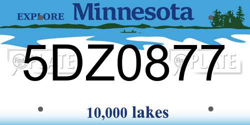 5DZ0877 Minnesota License Plate