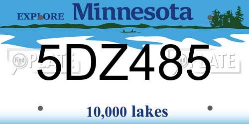 5DZ485 Minnesota License Plate