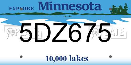 5DZ675 Minnesota License Plate