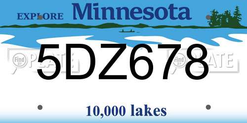 5DZ678 Minnesota License Plate