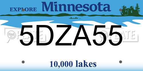 5DZA55 Minnesota License Plate