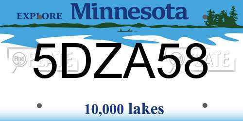 5DZA58 Minnesota License Plate