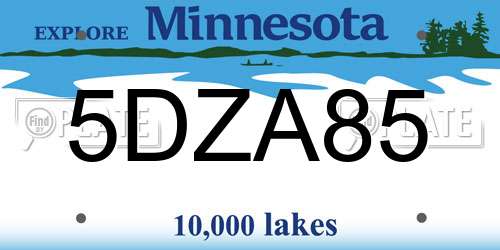 5DZA85 Minnesota License Plate
