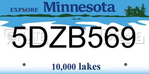 5DZB569 Minnesota License Plate