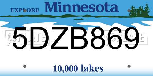 5DZB869 Minnesota License Plate