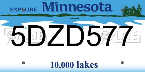 5DZD577 Minnesota License Plate