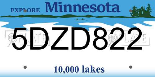 5DZD822 Minnesota License Plate
