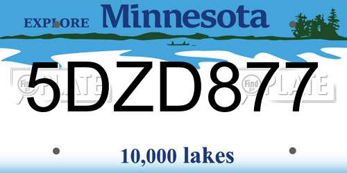 5DZD877 Minnesota License Plate