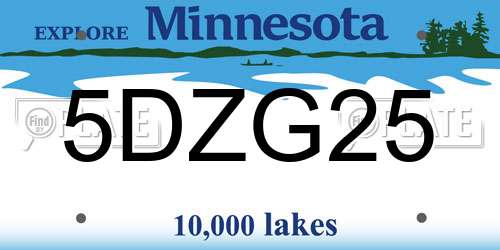 5DZG25 Minnesota License Plate