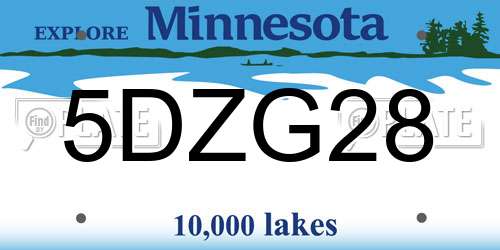 5DZG28 Minnesota License Plate