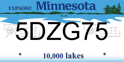5DZG75 Minnesota License Plate