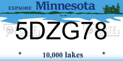 5DZG78 Minnesota License Plate