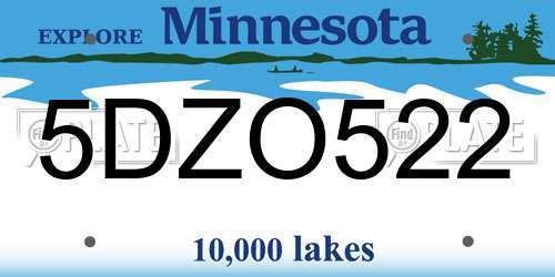 5DZO522 Minnesota License Plate